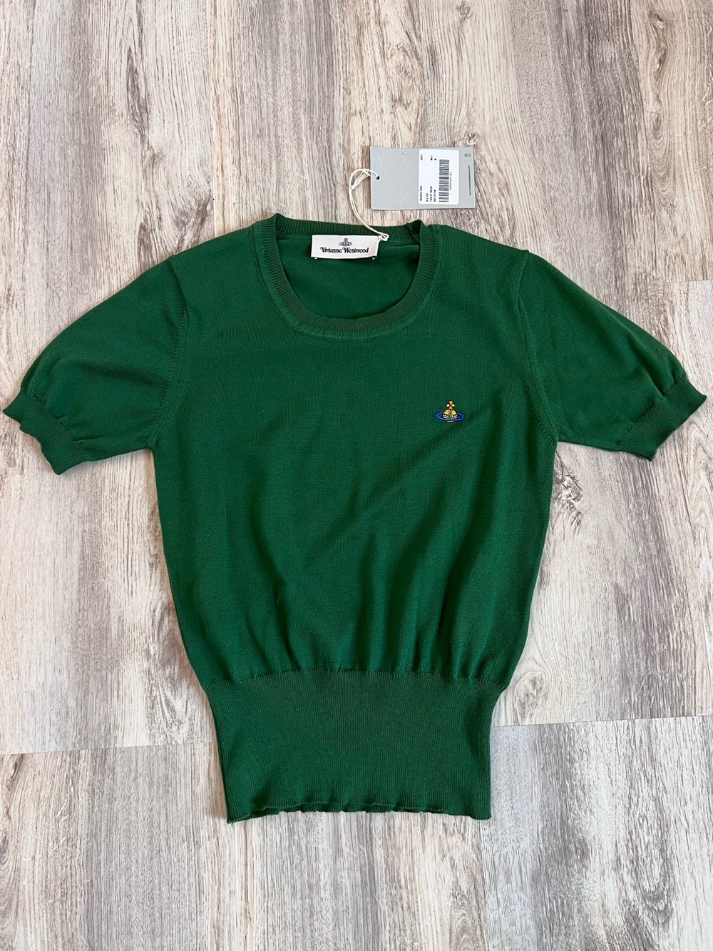 Vivienne Westwood Forest Green Short Sleeve Knit Bea Top